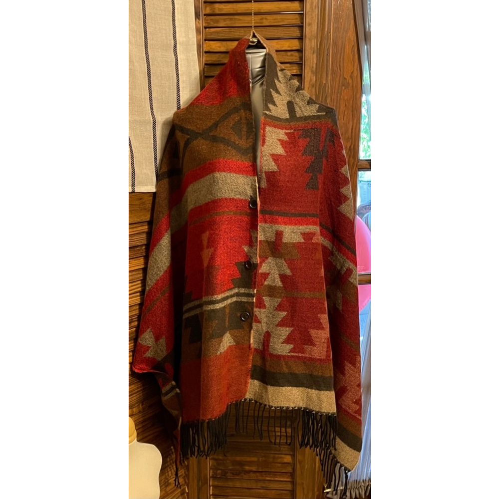 Women's Quagga Red Brown One Size Scarf Wrap Poncho